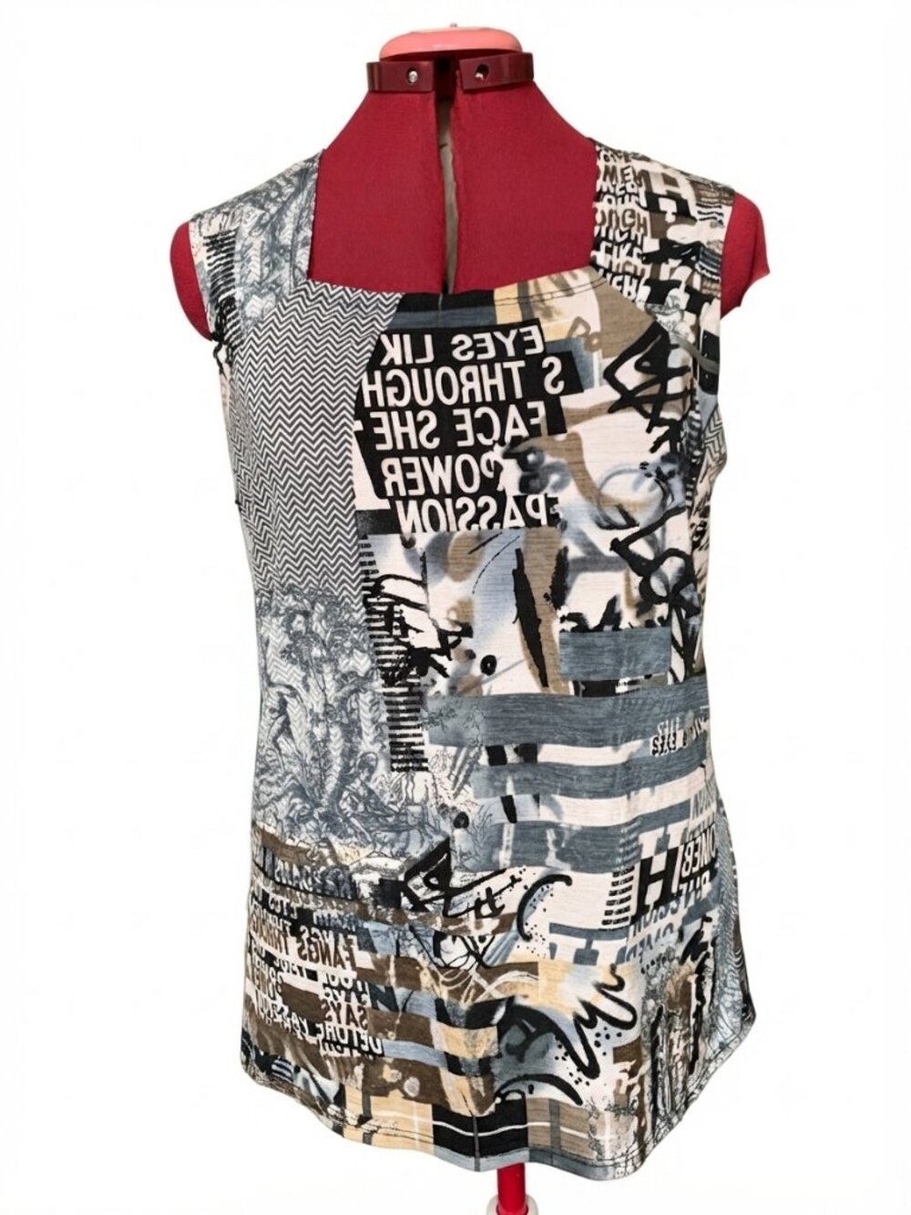Chantal Côté Design - Graphic Graffiti Print Sleeveless Tunic Top - Large